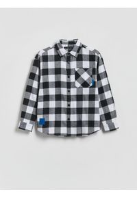 Reserved - Bawełniana koszula w kratę - czarny. Kolor: czarny. Materiał: bawełna