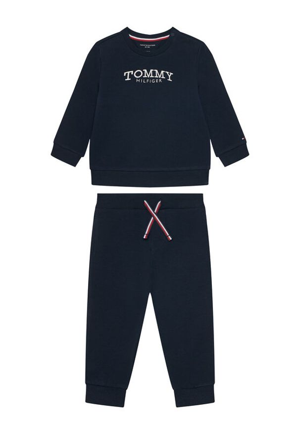 TOMMY HILFIGER - Tommy Hilfiger Dres Monotype KN0KN02162 Niebieski Wide Leg. Kolor: niebieski. Materiał: bawełna