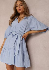 Renee - Niebieska Sukienka Kharon. Kolor: niebieski. Materiał: materiał, tkanina. Długość: mini #3