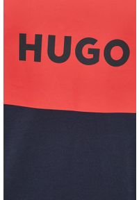 Hugo - HUGO t-shirt bawełniany 50467952 kolor granatowy z nadrukiem. Kolor: niebieski. Materiał: bawełna. Wzór: nadruk #3