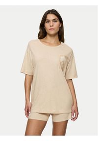 Triumph Piżama Endless Comfort 10222572 Beżowy Relaxed Fit. Kolor: beżowy. Materiał: bawełna
