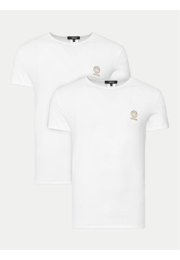 VERSACE - Versace Komplet 2 t-shirtów AU10193 1A10011 Biały Slim Fit. Kolor: biały. Materiał: bawełna