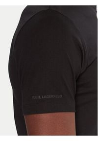 Karl Lagerfeld - KARL LAGERFELD T-Shirt 755047 554225 Czarny Regular Fit. Typ kołnierza: dekolt w karo. Kolor: czarny. Materiał: bawełna