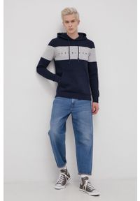 Jack & Jones Bluza męska kolor granatowy z kapturem gładka. Okazja: na co dzień. Typ kołnierza: kaptur. Kolor: niebieski. Wzór: gładki. Styl: casual #3