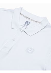 Ombre Clothing - Koszulka męska polo klasyczna bawełniana S1374 - biała - XXL. Typ kołnierza: polo. Kolor: biały. Materiał: bawełna. Wzór: haft. Styl: klasyczny #3