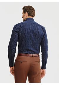Pako Lorente - PAKO LORENTE – Granatowa koszula męska mikrowzór. Kolor: niebieski. Materiał: bawełna, elastan. Długość rękawa: długi rękaw. Długość: długie. Sezon: wiosna, lato #6