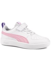 Puma - Buty sneakersy dziecięce dla dziewczynki białe ekoskóra PUMA RICKE AC PS. Kolor: różowy, biały, wielokolorowy. Sport: turystyka piesza