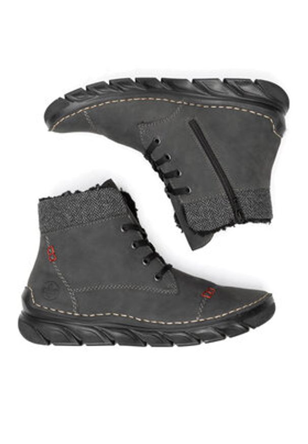 Rieker Botki 55031-45 Szary. Kolor: szary. Materiał: materiał