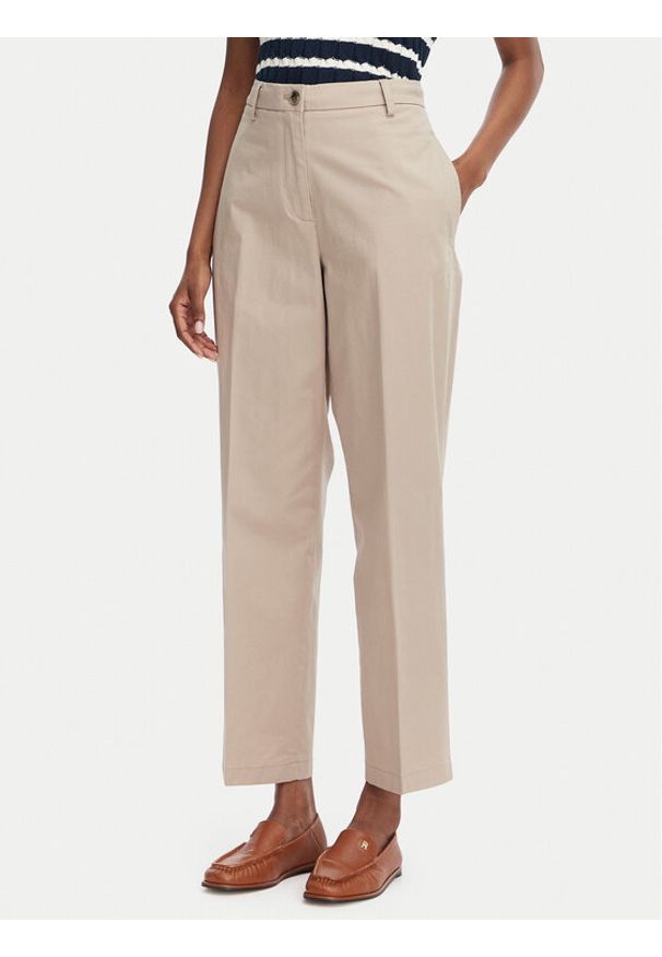 TOMMY HILFIGER - Tommy Hilfiger Chinosy WW0WW52817 Beżowy Slim Fit. Kolor: beżowy. Materiał: syntetyk
