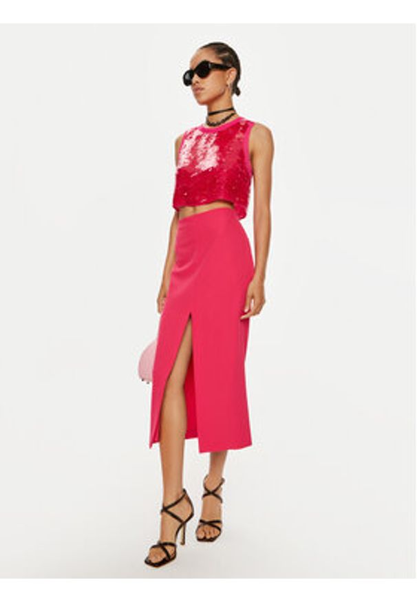 Patrizia Pepe Spódnica midi 8G0422 A454 M513 Różowy Regular Fit. Kolor: różowy. Materiał: syntetyk