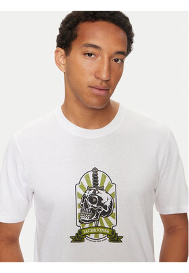 Jack & Jones T-Shirt Seven Skull 12262491 Biały Regular Fit. Kolor: biały. Materiał: bawełna