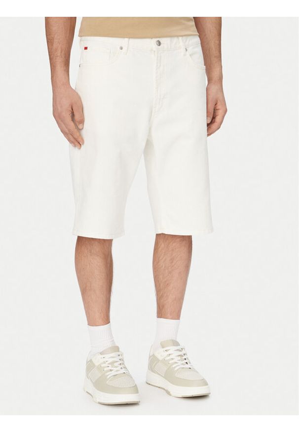 Hugo - HUGO Szorty jeansowe 50561648 Kremowy Relaxed Fit. Kolor: kremowy. Materiał: bawełna