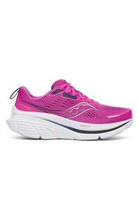 Buty do biegania damskie Saucony Guide 18. Zapięcie: sznurówki. Kolor: różowy. Materiał: materiał, syntetyk, tkanina. Szerokość cholewki: normalna
