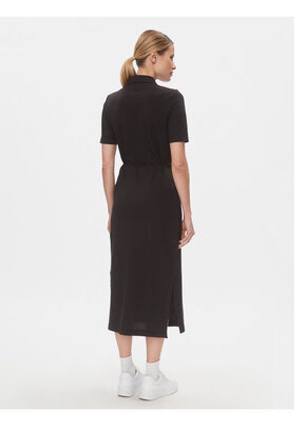 TOMMY HILFIGER - Tommy Hilfiger Sukienka codzienna Reg Breton Midi Polo Dress Ss WW0WW42030 Czarny Regular Fit. Okazja: na co dzień. Typ kołnierza: polo. Kolor: czarny. Materiał: bawełna. Typ sukienki: proste. Styl: casual. Długość: midi