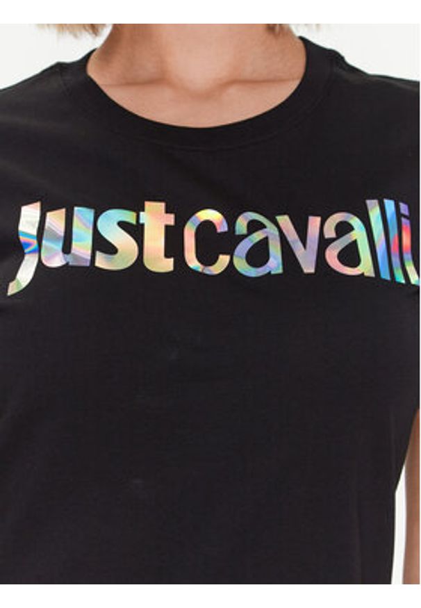 Just Cavalli Sukienka codzienna 74PBOG00 Czarny Regular Fit. Okazja: na co dzień. Kolor: czarny. Materiał: bawełna. Typ sukienki: proste. Styl: casual