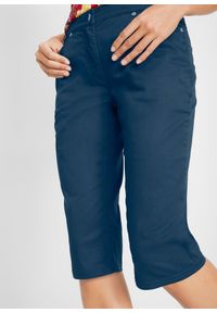 bonprix - Bermudy bawełniane z elastycznym paskiem. Kolor: niebieski. Materiał: bawełna #2