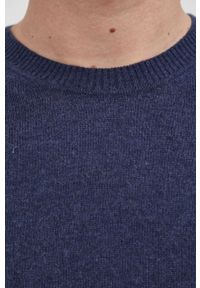 Sisley - Sweter z domieszką wełny. Okazja: na co dzień. Kolor: niebieski. Materiał: wełna. Długość rękawa: długi rękaw. Długość: długie. Styl: casual