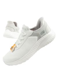 skechers - Buty sportowe SLIP-INS męskie Skechers Bobs Squad. Kolor: biały. Materiał: materiał. Szerokość cholewki: normalna