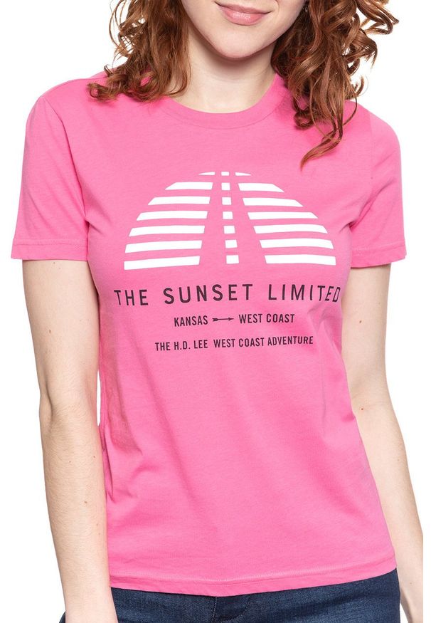 Lee - LEE T SHIRT DAMSKI SUNSET TEE CHROME PINK L42XEPNE 112109515