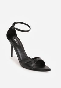 Renee - Czarne Eleganckie Sandały w Szpic na Szpilce ze Sprzączką Murierah. Okazja: na imprezę, na co dzień. Zapięcie: sprzączka. Kolor: czarny. Materiał: jeans. Obcas: na szpilce. Styl: elegancki #9