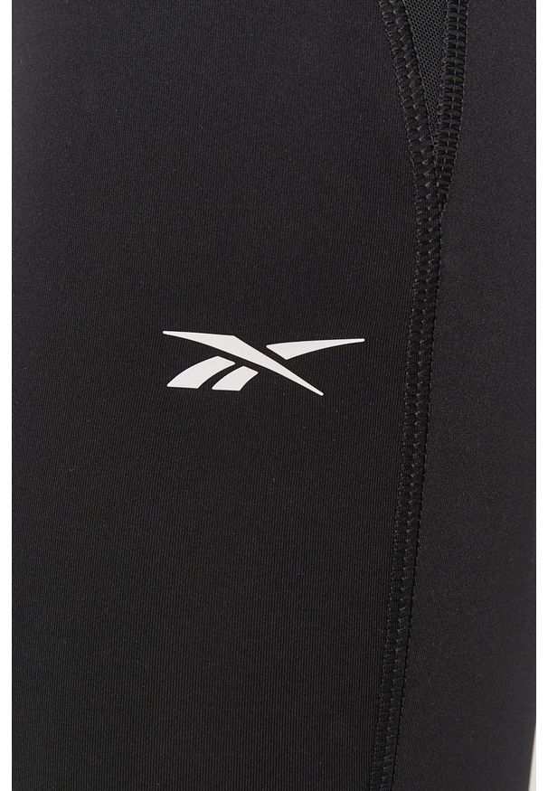 Reebok - Legginsy. Stan: podwyższony. Kolor: czarny. Materiał: dzianina, skóra
