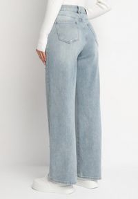 Born2be - Niebieskie Jeansy z Bawełną o Szerokim Kroju z Cyrkoniami Eladrela. Okazja: na co dzień. Stan: podwyższony. Kolor: niebieski. Styl: elegancki, casual #7