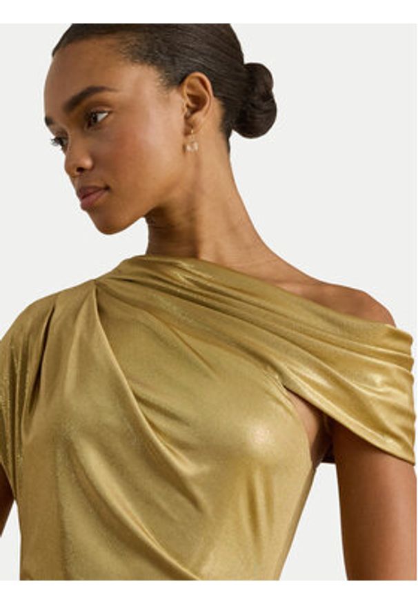 Lauren Ralph Lauren - LAUREN RALPH LAUREN Sukienka koktajlowa 253P03414002 Złoty Slim Fit. Kolor: złoty. Materiał: syntetyk. Styl: wizytowy