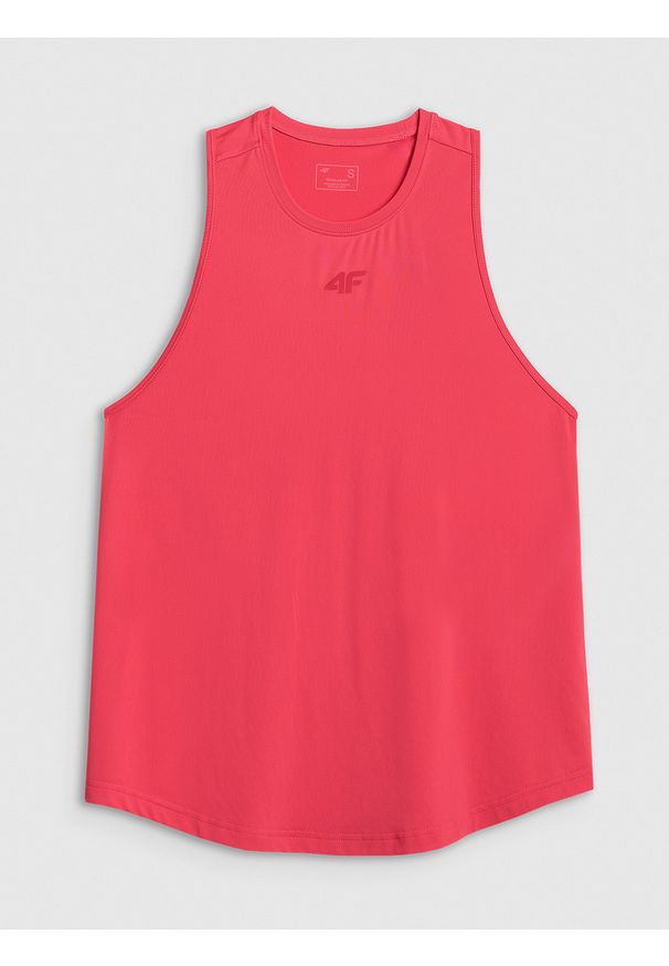4f - 4F Top treningowy regular szybkoschnący damski - koralowy XL. Kolor: różowy. Materiał: materiał, włókno. Sport: fitness