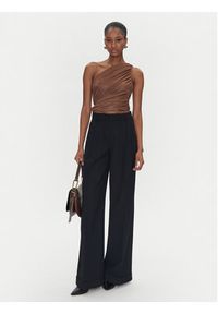 Pinko - PINKO Top 105048 A2F1 Brązowy Slim Fit. Kolor: brązowy. Materiał: syntetyk