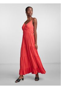 YAS Sukienka codzienna 26026350 Koralowy Regular Fit. Okazja: na co dzień. Kolor: pomarańczowy. Materiał: wiskoza. Typ sukienki: proste. Styl: casual #6