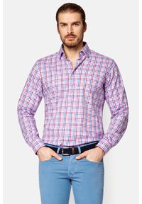 Lancerto - Koszula w Kratę Raphael. Materiał: jeans, bawełna, tkanina. Wzór: kratka, ze splotem #1