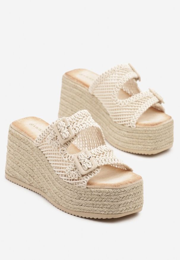Born2be - Beżowe Klapki Vices na Koturnie z Plecionką w Stylu Boho Edimoria. Okazja: na spacer, na co dzień. Kolor: beżowy. Sezon: lato. Obcas: na koturnie. Styl: boho