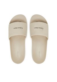 Calvin Klein Klapki Pool Slide W/ Ck Square HM0HM01754 Écru. Materiał: skóra