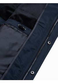 Ombre Clothing - Kurtka męska przejściowa C444 - ciemnogranatowa - L. Typ kołnierza: kołnierzyk stójkowy. Kolor: niebieski. Materiał: poliester. Sezon: wiosna #6