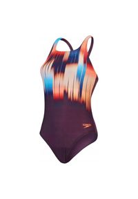 Speedo - Damski Jednoczęściowy Kostium Kąpielowy Digi Placement Medalist. Kolor: pomarańczowy, czerwony, wielokolorowy, fioletowy