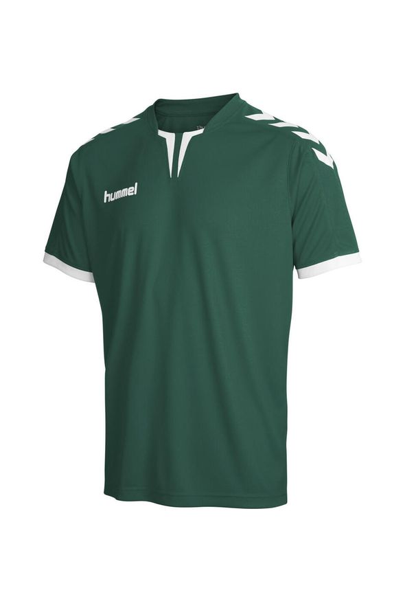 Koszulka piłkarska z krótkim rękawem męska Hummel Core SS Poly Jersey. Kolor: zielony. Materiał: jersey. Długość rękawa: krótki rękaw. Długość: krótkie. Sport: piłka nożna