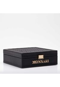Inna - Etui na biżuterię kuferek Monnari na zatrzask czarne. Kolor: czarny. Materiał: skórzane. Styl: elegancki