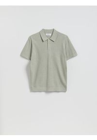 Reserved - Sweter polo z bawełną - jasnozielony. Typ kołnierza: polo. Kolor: zielony. Materiał: bawełna