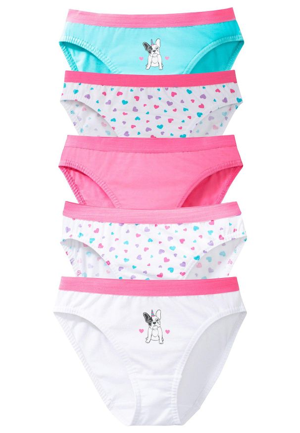 bonprix - Figi (5 par), bawełna organiczna. Kolor: niebieski. Materiał: bawełna