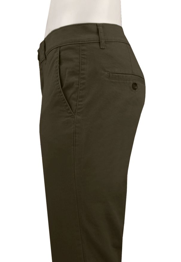 Męskie, Bawełniane Spodnie Typu Chinos - Victorio - Ciemny Brąz. Kolor: wielokolorowy, beżowy, brązowy. Materiał: bawełna, elastan