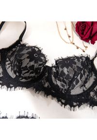 Intica - Koronkowy komplet bielizny push-up ze stringami Alheide. Kolor: czarny. Materiał: koronka. Długość: długie. Wzór: koronka #7