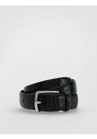 Reserved - Pasek z łączonych materiałów - czarny. Kolor: czarny. Materiał: materiał #1