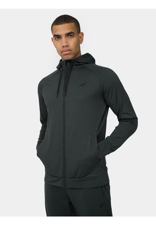 4f - 4F Bluza treningowa rozpinana z kapturem męska 3XL. Typ kołnierza: kaptur. Kolor: czarny. Materiał: materiał, dzianina. Długość rękawa: raglanowy rękaw