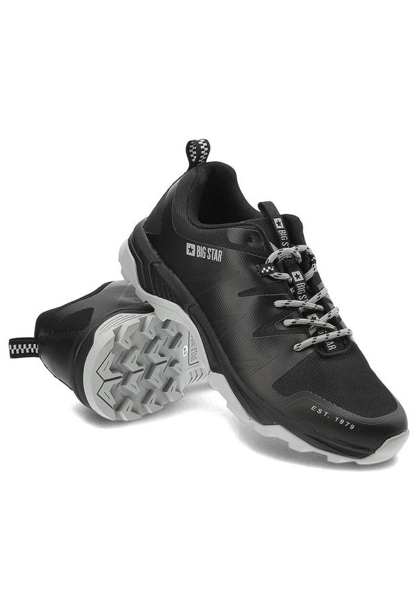 Big-Star - Czarne Trekkingi Big Star Wygodne Buty Męskie. Kolor: czarny. Materiał: materiał, skóra ekologiczna. Szerokość cholewki: normalna. Sport: turystyka piesza