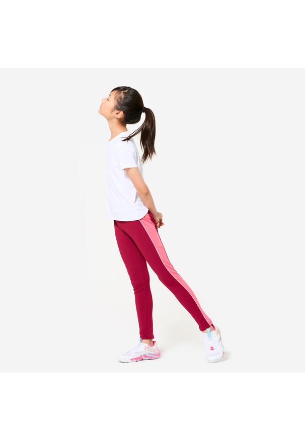 DOMYOS - Legginsy dziecięce Domyos S500. Stan: podwyższony. Kolor: wielokolorowy, różowy, fioletowy. Materiał: materiał, poliester, elastan