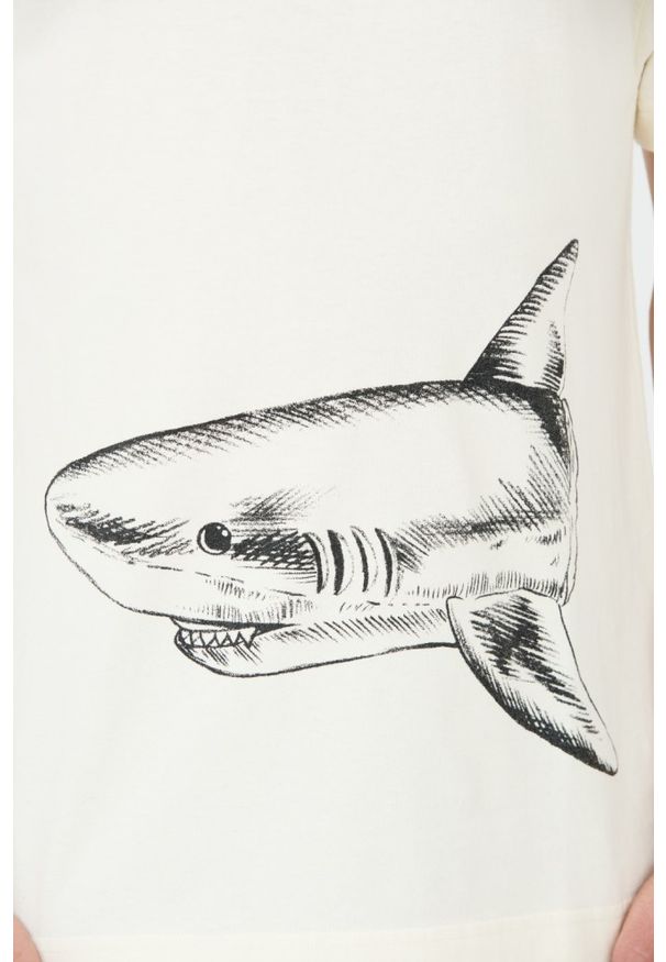 PALM ANGELS Beżowy męski t-shirt Broken Shark, Rozmiar XL. Kolor: beżowy