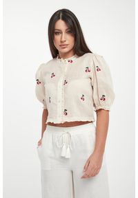 Twinset Milano - Koszula damska z haftem czereśni TWINSET. Wzór: haft #1