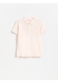 Reserved - T-shirt polo - pastelowy róż. Typ kołnierza: polo. Kolor: różowy. Materiał: bawełna, dzianina #1