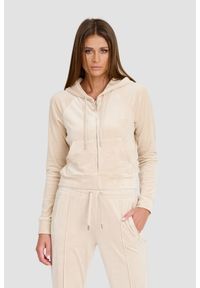 Juicy Couture - JUICY COUTURE Beżowa bluza Madison Hoodie. Kolor: beżowy