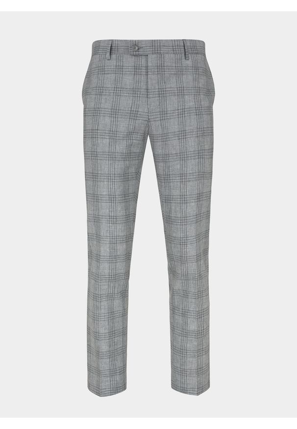 Pako Lorente - PAKO LORENTE – Szare spodnie garniturowe P21WF-6G-070-S. Okazja: na komunię. Kolor: szary. Wzór: kratka. Sezon: lato. Styl: elegancki